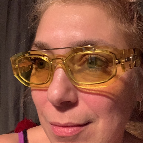 Versace unisex brow bar geometric sunglasses. 51 mm. Yellow - Picture 7 of 9